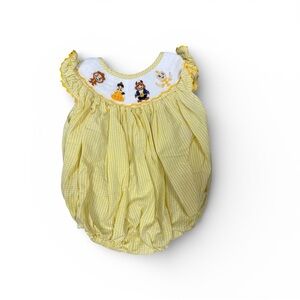 Babeeni Yellow Gingham Kids One Piece checkered beauty and the beast romper